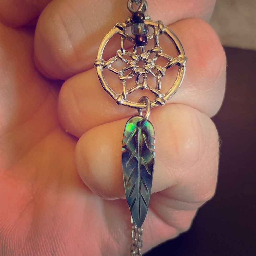 Silver dream catcher necklace